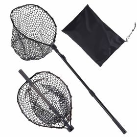 Fishing Net, Foldable Landing Nets with Telescopic Handle, Portable Lightweight and Stronger 6063 Aluminum Fish Gear, Soft Silicone Fish-Friendly