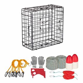 Crab Trap, 2 Packs, 24.4x24.4x11.8 inch Heavy Duty Large Crab Pot Trap for Dungeness, Black PVC Coated Wire Mesh for Stealth, with Gauge