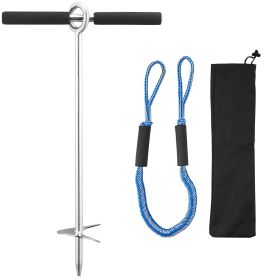 Sand Anchor, 18 in Stainless Steel Beach Anchor, Screw in Sand Boat Anchors with Spiral Blade, Shallow Water Boat Auger Anchors