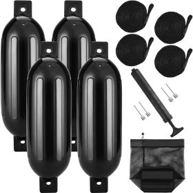 Boat Fenders, 8.5" x 26" Boat Bumpers for Docking, Inflatable Ribbed Fender with Center Holes, Marine Boat Dock Fender Bumper with Air Pump