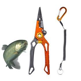 Multi-Functional Lure Pliers for Fish Handling Hook Removal Ring Opening (Accessory Type: Fishing Supplies, Color: Orange)