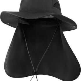 Oversize UV Fishing Sun Hat for Big Heads  Quick Dry Boonie Hats,Large Cooling Safari Hats with Strap (Color: Black-b  XX-Large-3X-Large)