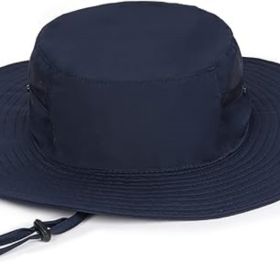 Oversize UV Fishing Sun Hat for Big Heads  Quick Dry Boonie Hats,Large Cooling Safari Hats with Strap (Color: Navy Blue-a  XX-Large-3X-Large)