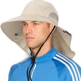 Wide Brim Sun Hat with Neck Flap, UPF50+ Hiking Safari Fishing Hat for Men Women, Sun Protection Beach Hat (Color: Beige)